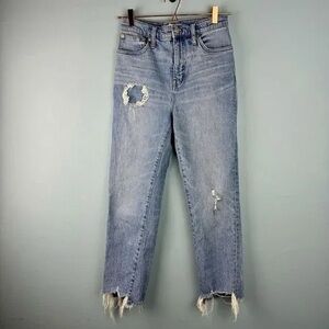 Madewell Light Blue Distressed Straight Leg Jeans